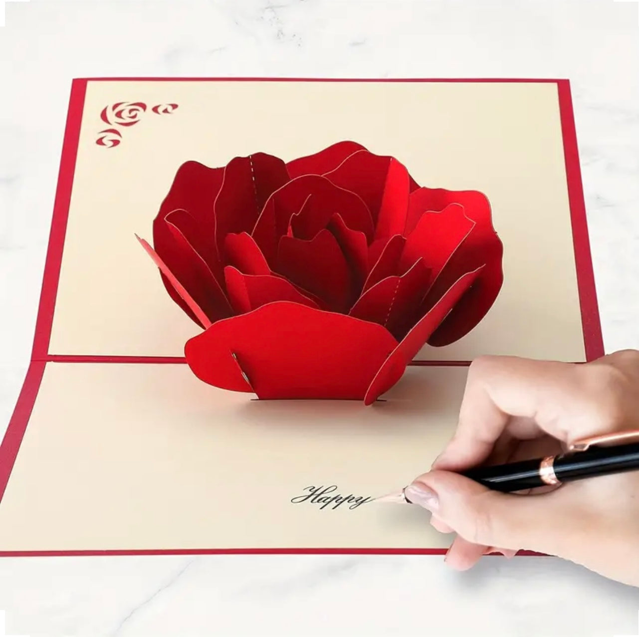 3D Pop-Up Rose Card w/ Envelope