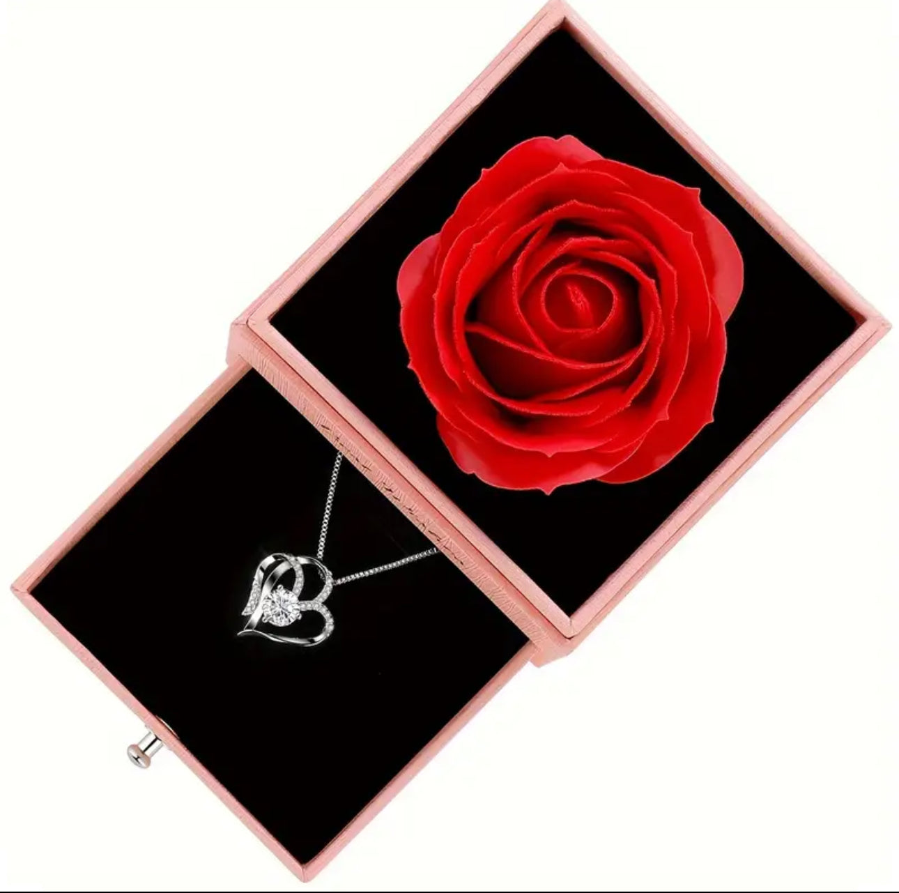 Red Rose Love Heart Necklace