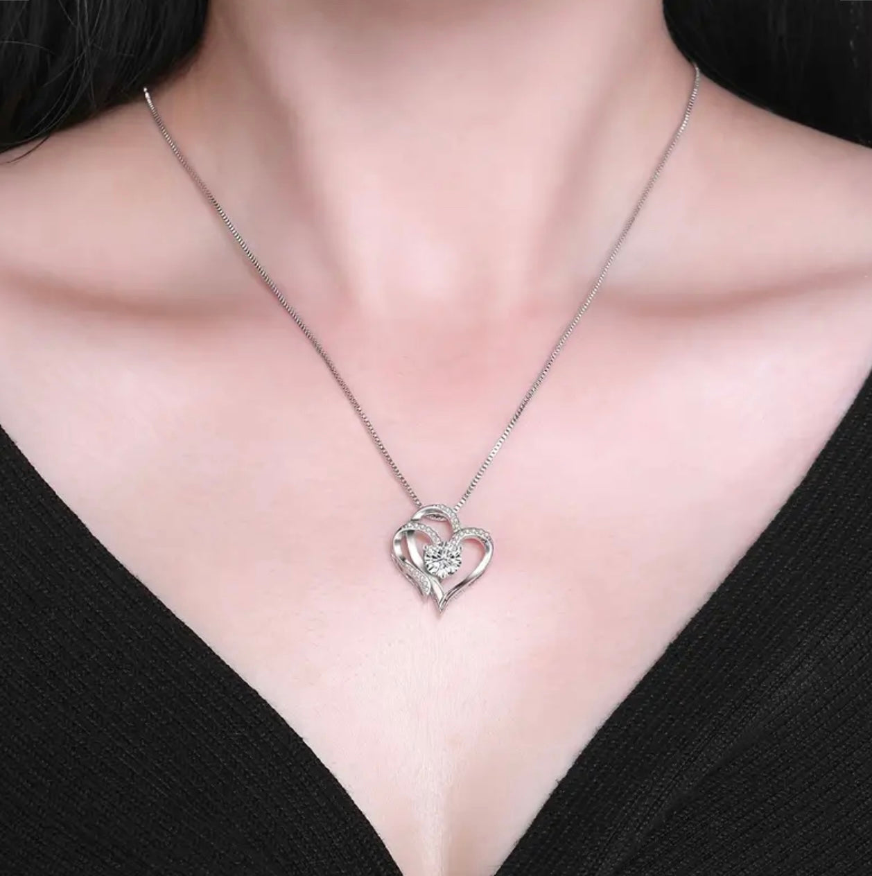 Red Rose Love Heart Necklace