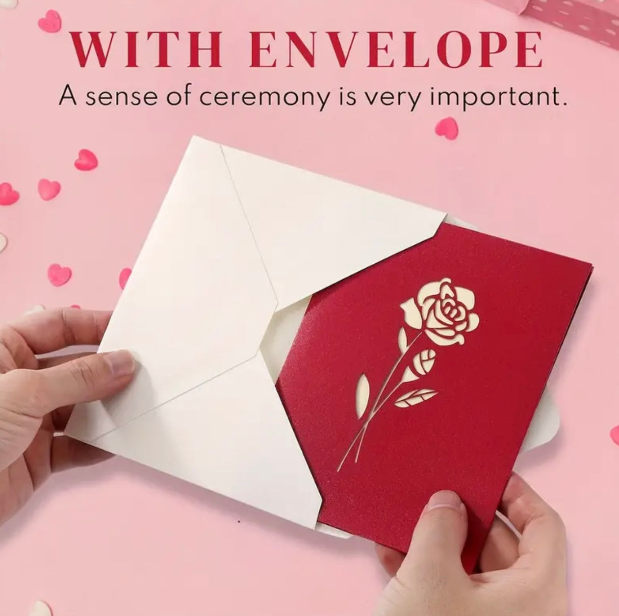 3D Pop-Up Rose Card w/ Envelope