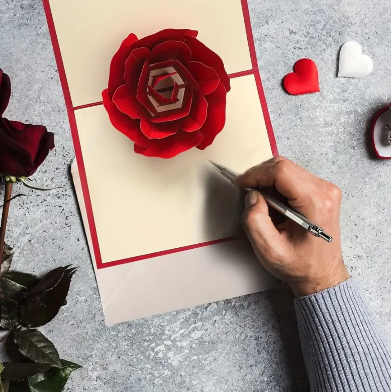 3D Pop-Up Rose Card w/ Envelope